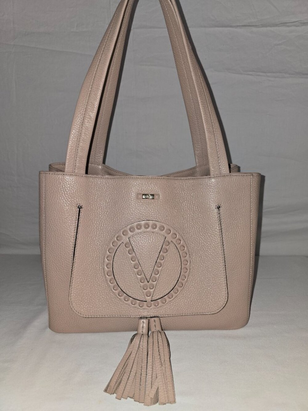 Valentino by Mario Valentino Estelle ROCK Blush Pebble Grain Leather Tote SMOKER